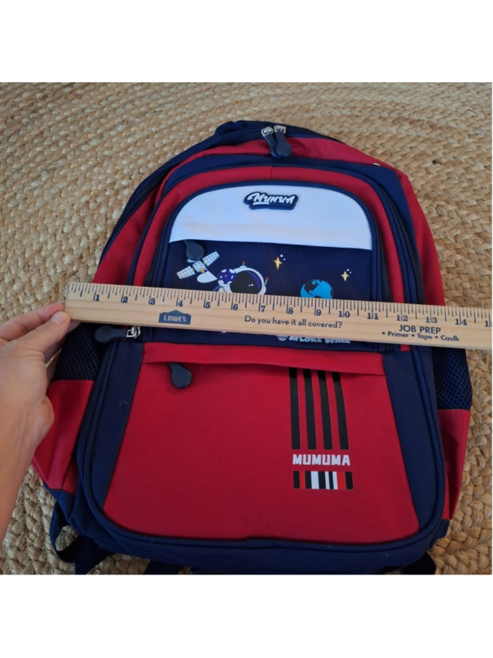 MUMUMA Astronaut Space Kids School Backpack Padded Straps Pockets RED NAVY NWOT